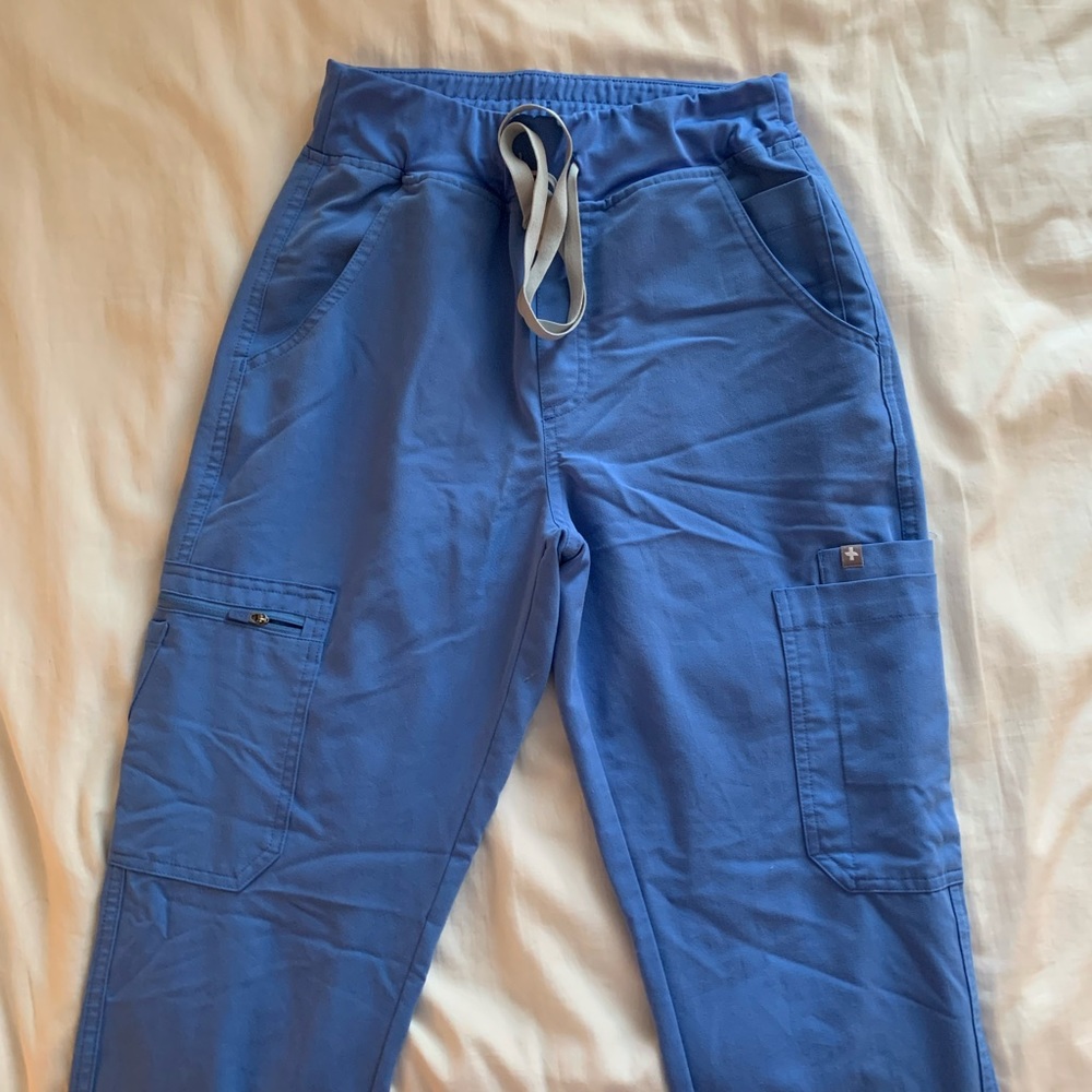 FIGS Yola High-Waisted Skinny Scrub Pants in Ceil Blue